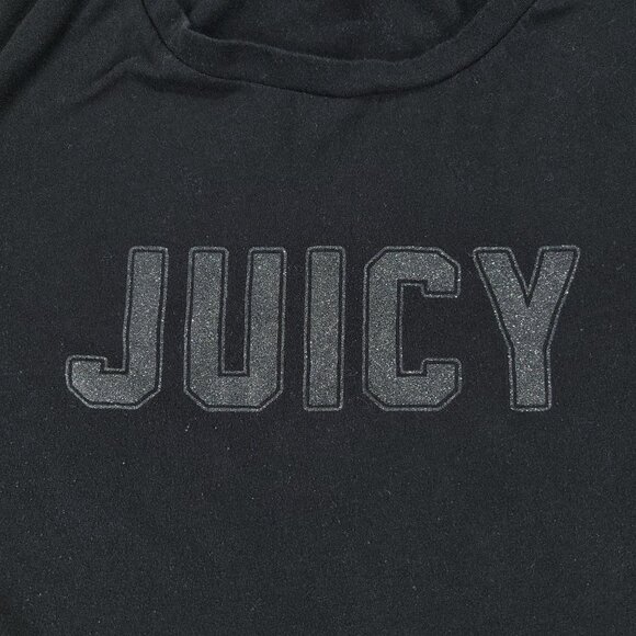 Juicy Couture Shirt Women Large Black Graphic Tee Crew Neck Short Sleeve Stretch - Picture 2 of 13